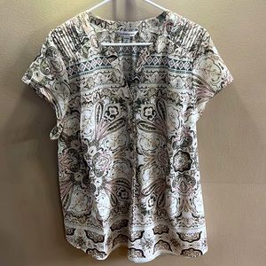 Croft&Barrow Tan/Olive Green/Pink Blouse